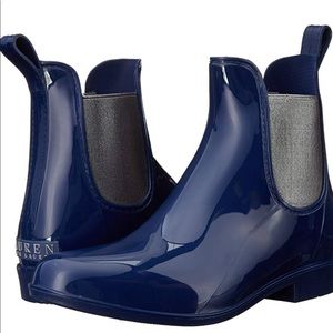 Ralph Lauren blue and silver rain boots